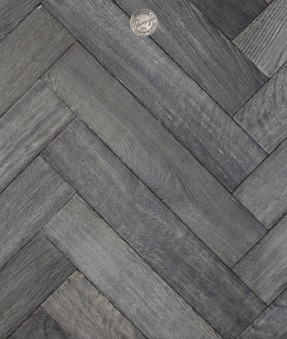 4" x 24" Herringbone - White Oak - Gray Engineered Hardwood - HR001