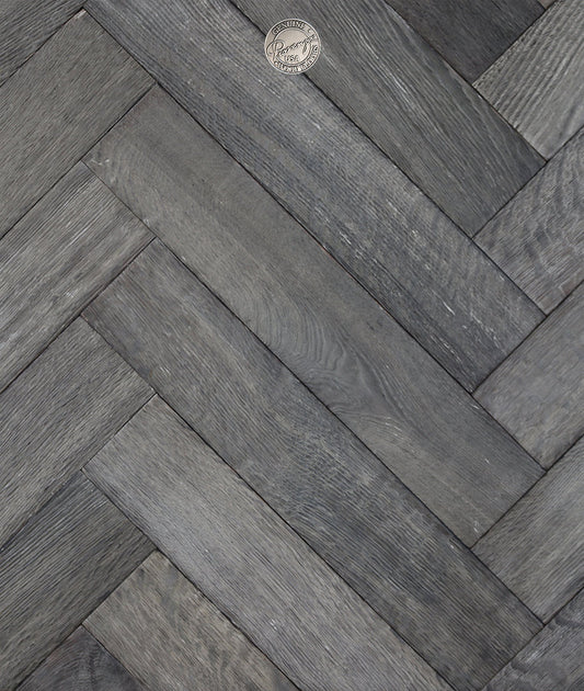 4" x 24" Herringbone - White Oak - Gray Engineered Hardwood - HR001