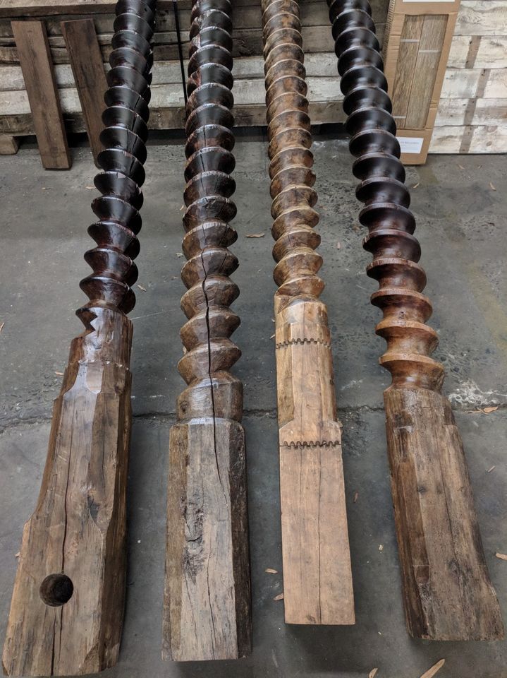 Wine Press Screws - Hand Carved - 17th Century