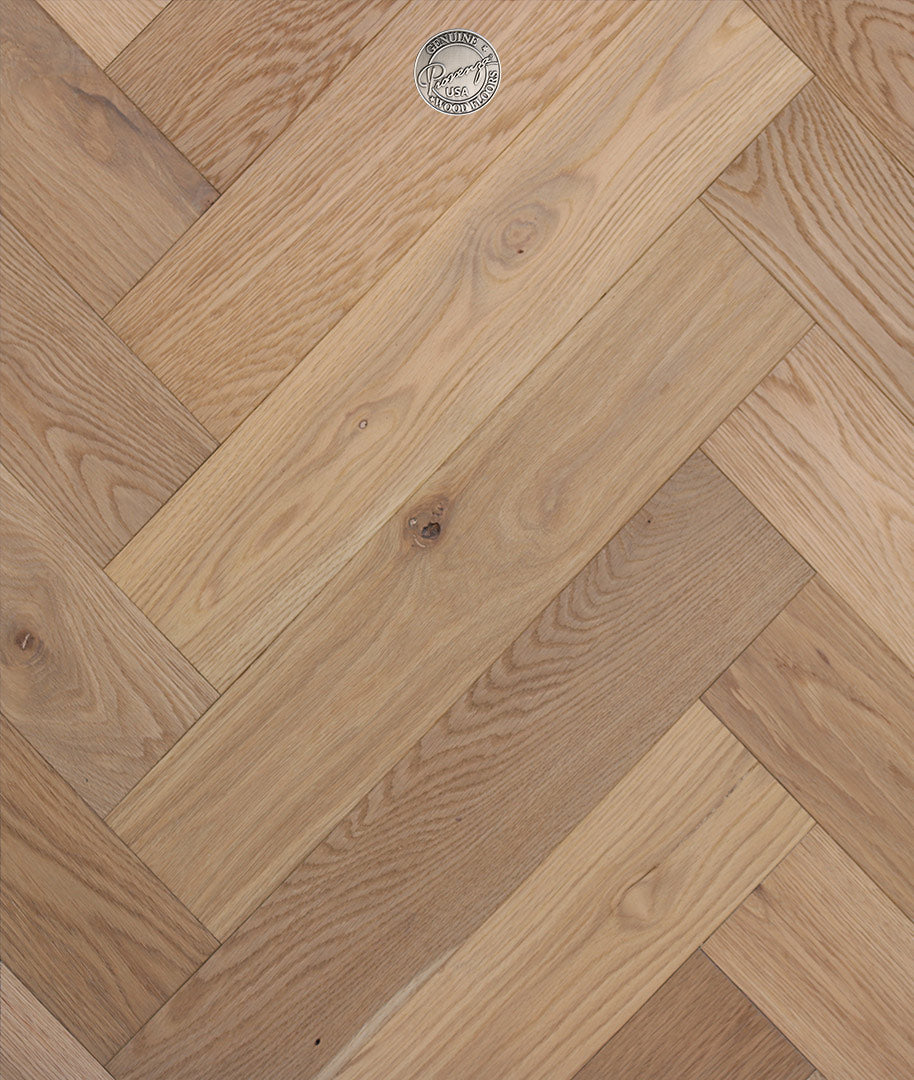 4" x 24" Herringbone - White Oak - Whitewashed Beige Engineered Hardwood - HR18308