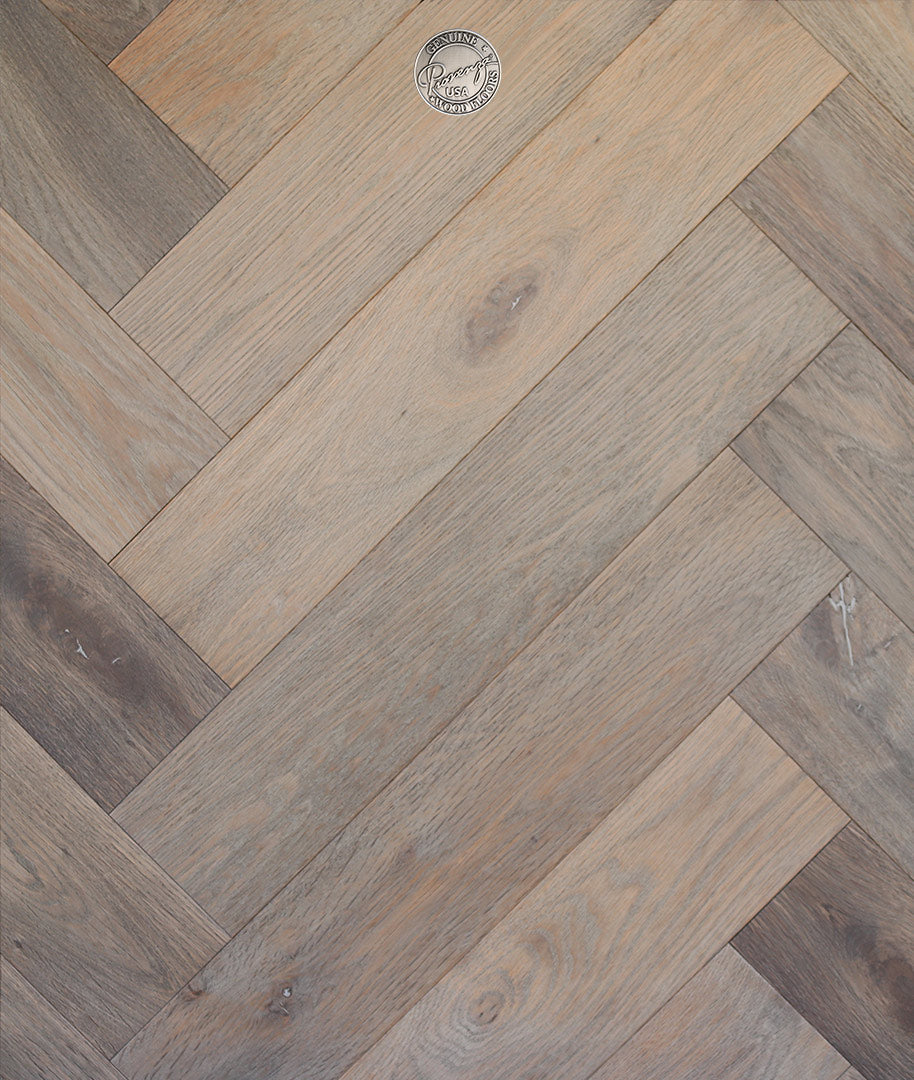 4" x 24" Herringbone - White Oak - Whitewashed Beige Engineered Hardwood - HR181105