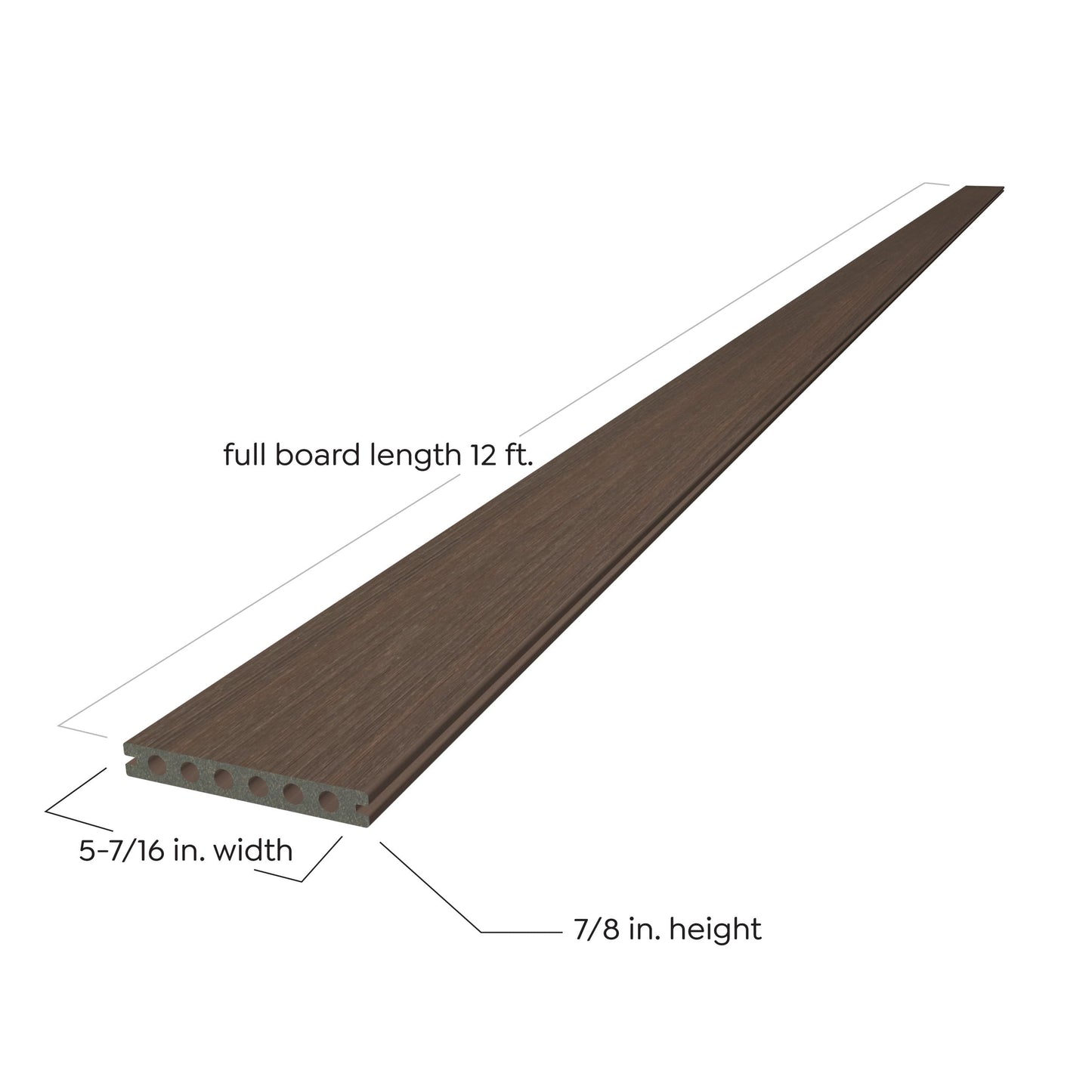 12 ft Denali Decking - Grooved - Dark Brown