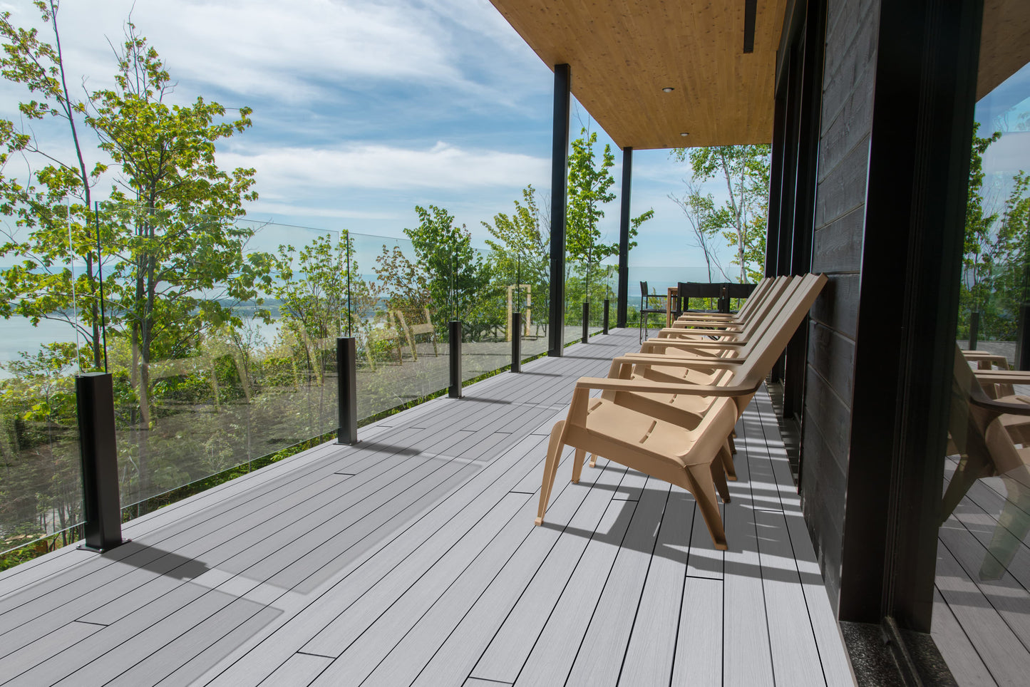 12 ft Glacier Decking - Grooved - Light Gray