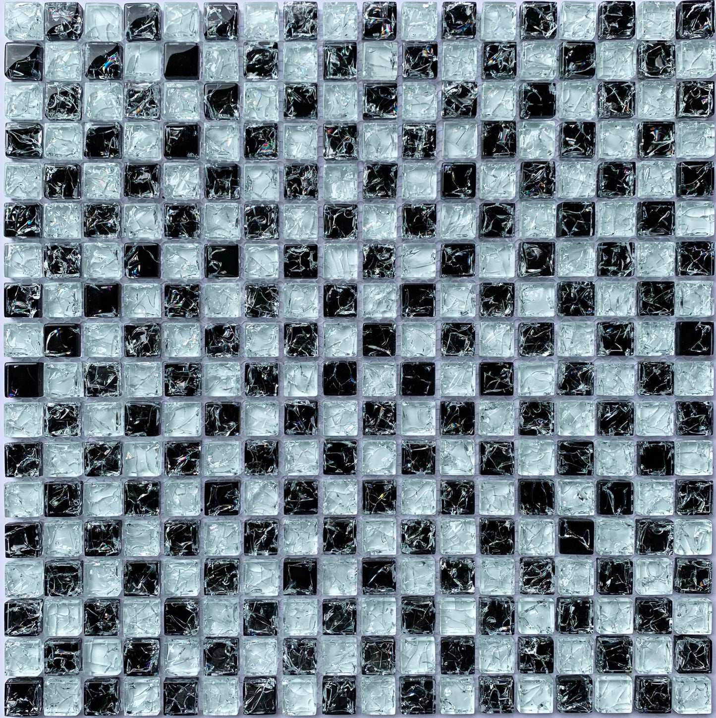 FF6001 - Checkered Teal and Gray - Glass Mosaic Pool Tile