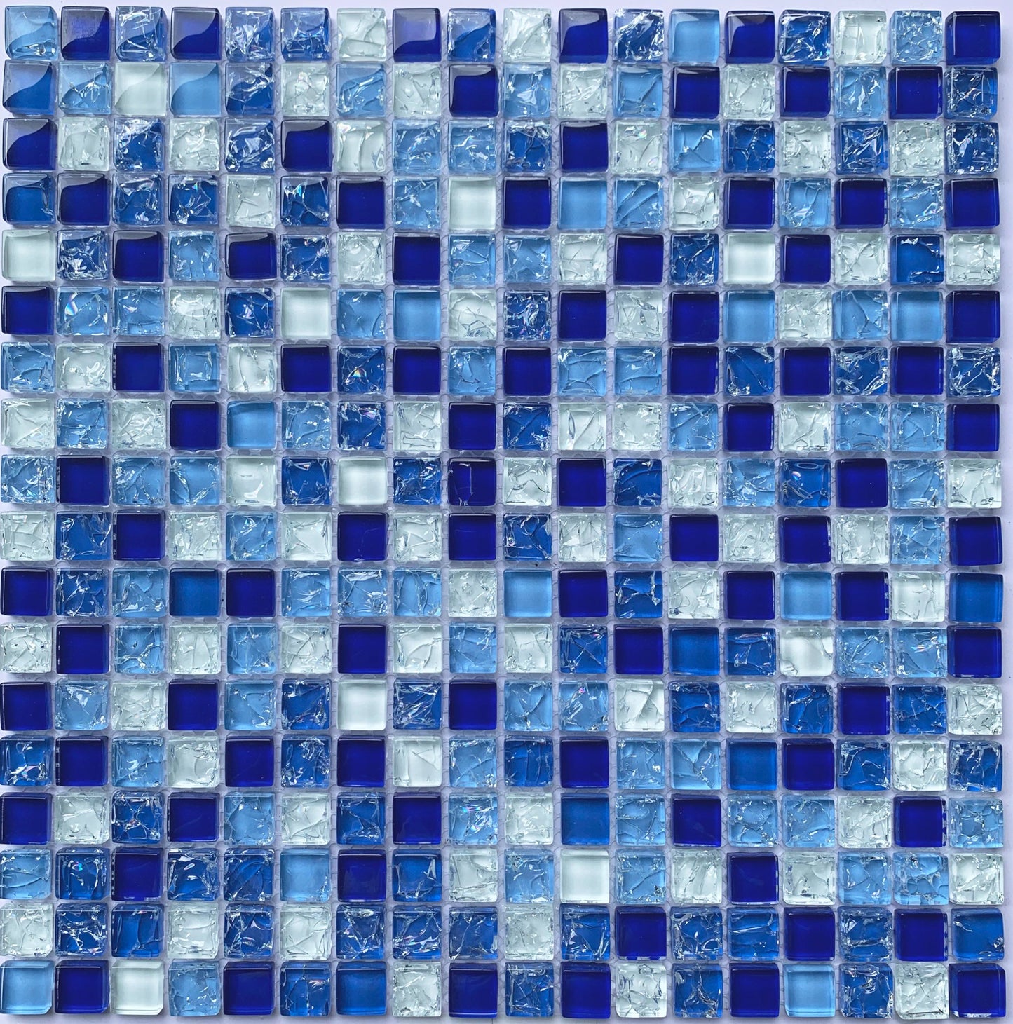 FF6002 - Royal Blue Textured Glass Mosaic Pool Tile