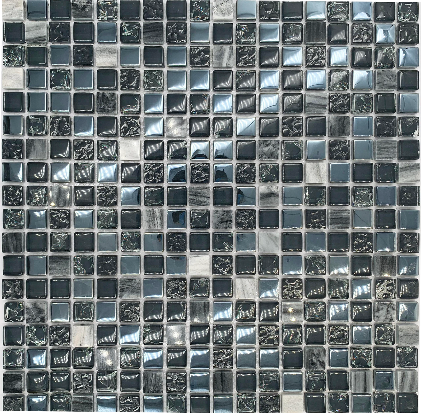 FF6024 - Dark Teal Textured Glass Mosaic Pool Tile