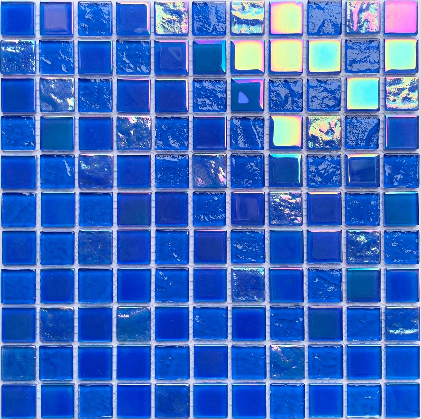 FF7004 - Royal Blue Textured Glass Mosaic Pool Tile