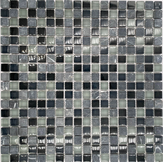 FF8016 - Black Jade Luxury Glass Mosaic Tile