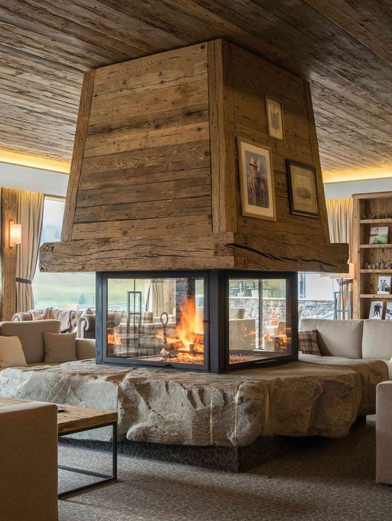 Wrap Around Fireplace Mantel - Solid Wood - 4 sided Mad Hatter