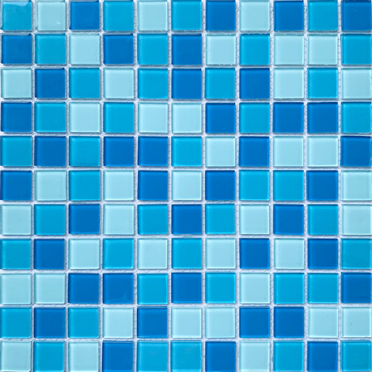 SL100 - Blue Aqua Teal - Glass Mosaic - Pool Tile