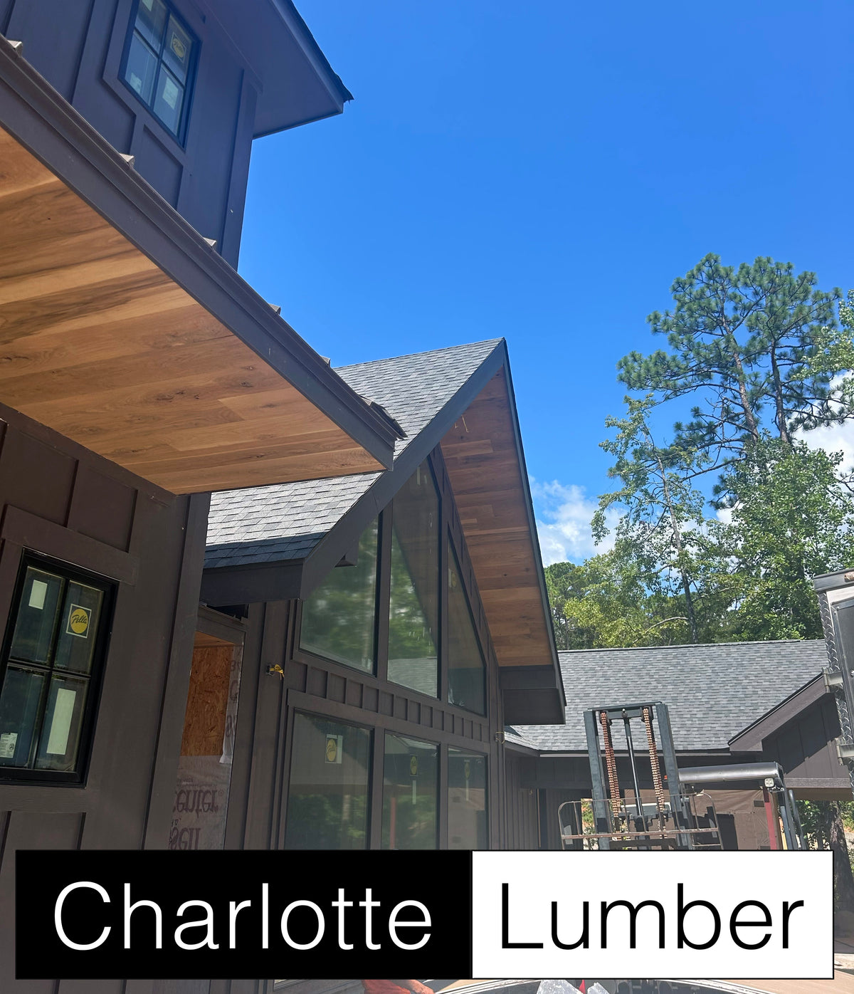 Solid white oak ceiling, character grade, exterior soffits and gable - Charlotte Lumber