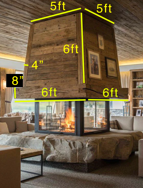 Wrap Around Fireplace Mantel - Solid Wood - 4 sided Mad Hatter