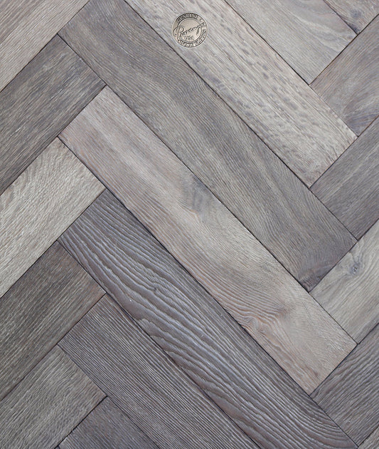 4" x 24" Herringbone - White Oak - Dark Gray Engineered Hardwood - HR002