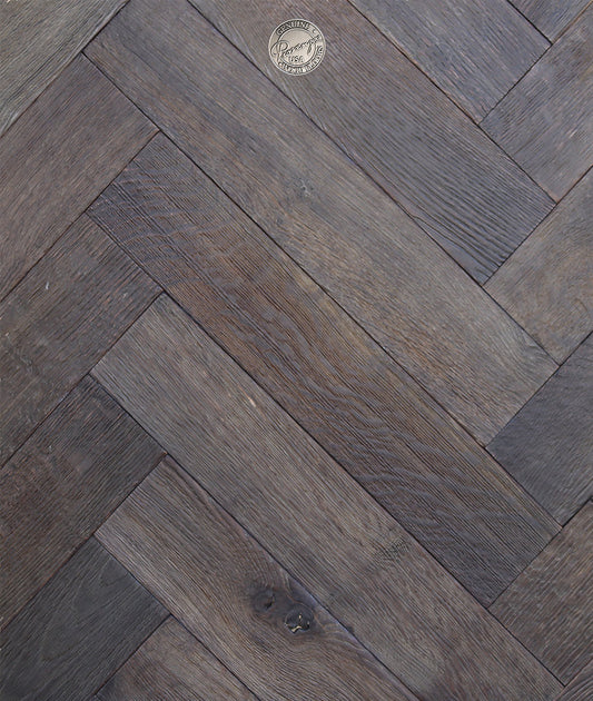 4" x 24" Herringbone - White Oak - Dark Gray Engineered Hardwood - HR003