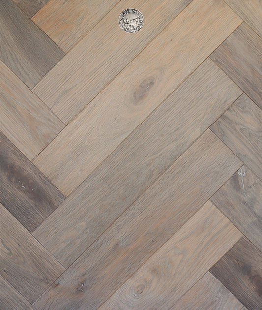 4" x 24" Herringbone - White Oak - Whitewashed Beige Engineered Hardwood - HR181105