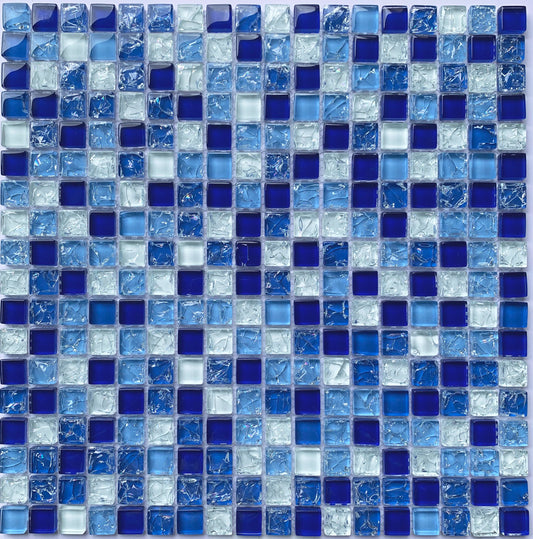FF6002 - Royal Blue Textured Glass Mosaic Pool Tile