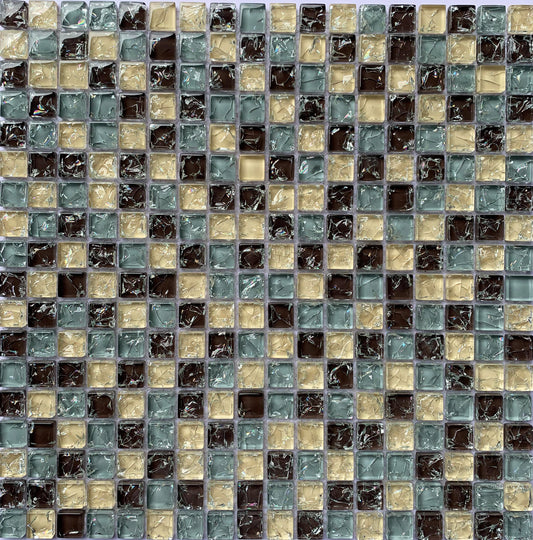 FF6006 - Gold Teal Black Luxury Glass Mosaic Pool Tile