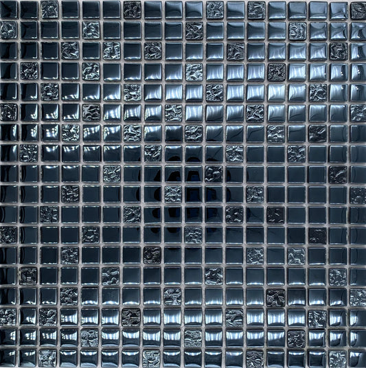 FF6015 - Dark Teal Iridescent Glass Mosaic Pool Tile