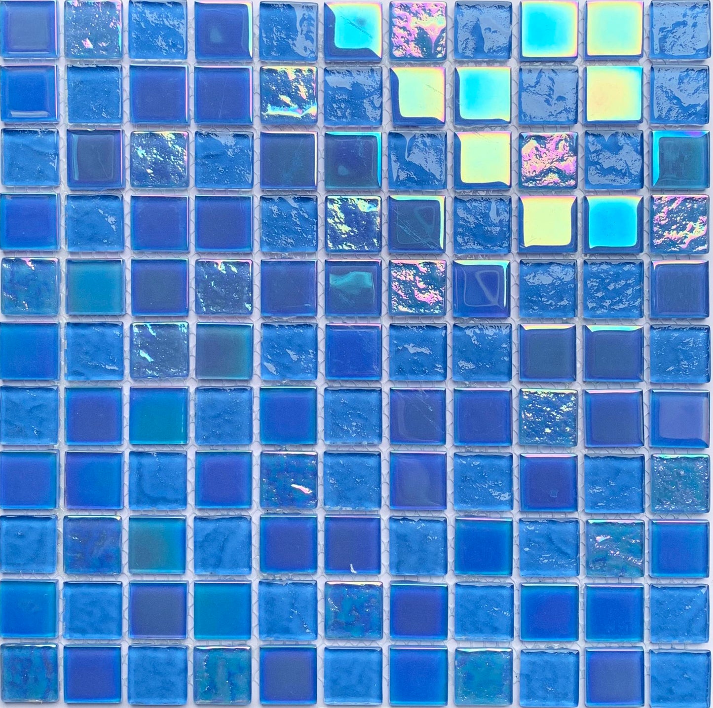 FF7006 - Royal Blue Iridescent Glass Mosaic Pool Tile