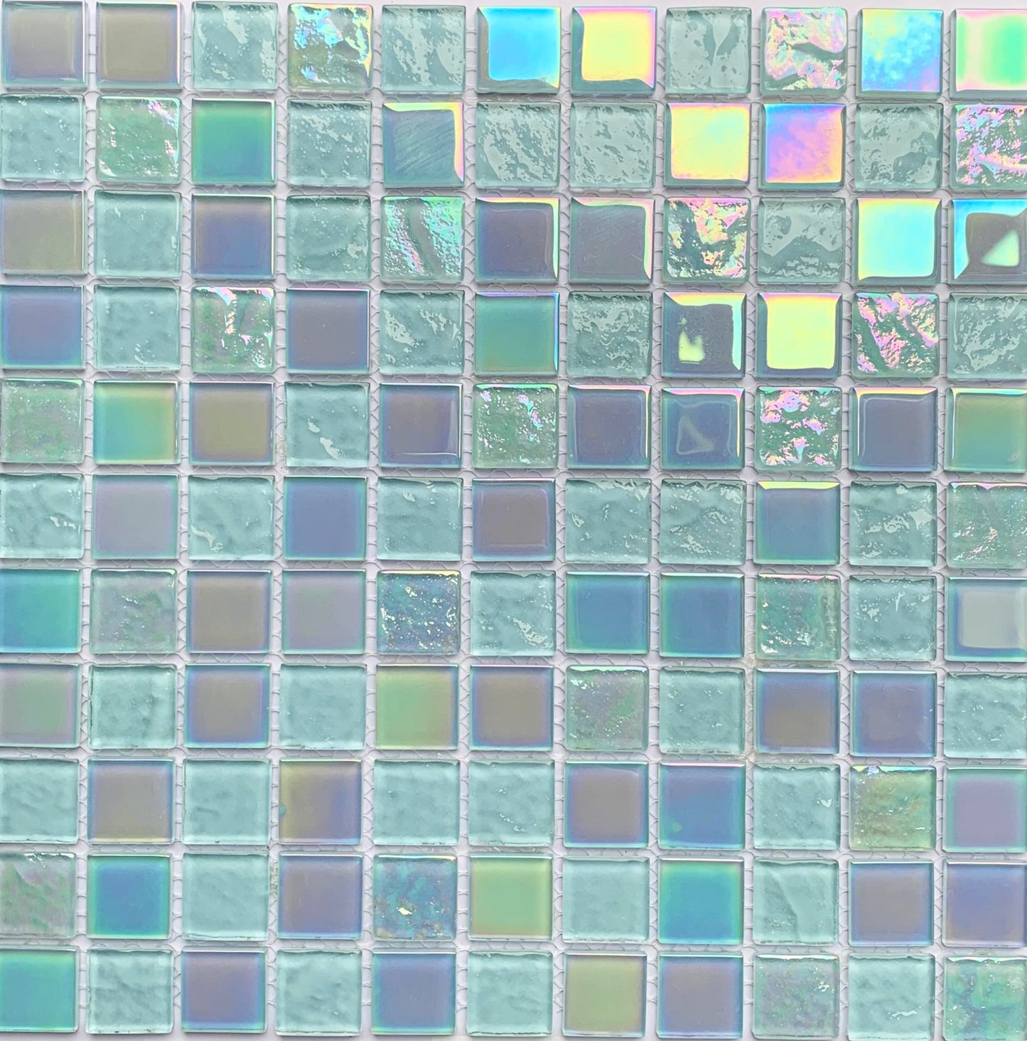 FF7008 - Aqua Iridescent Glass Mosaic Pool Tile