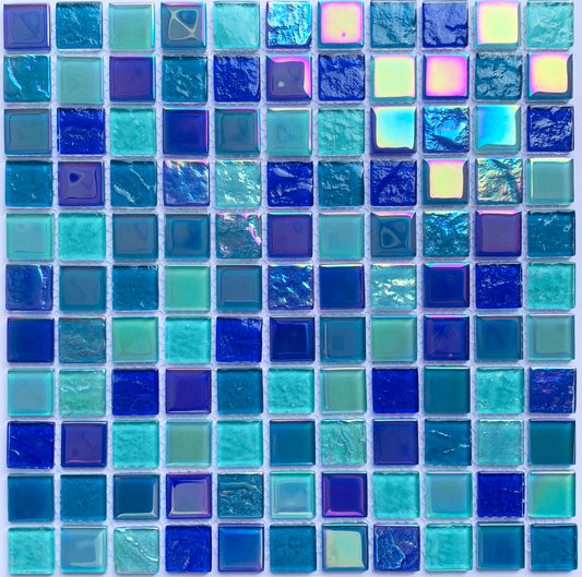 FF7030 - Aqua Blue Mosaic Glass Pool Tile