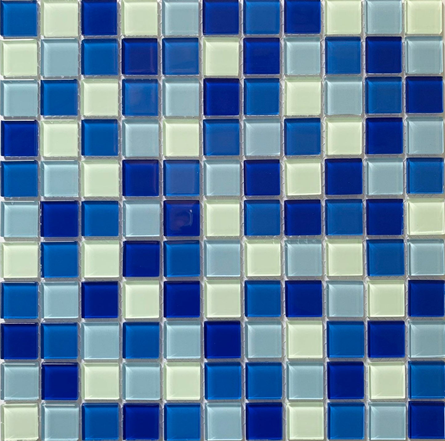 SL0083 - Blue White - Glass Mosaic Pool Tile