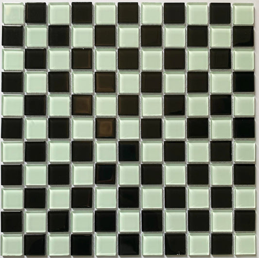 SL0088 - Checkered Black and White- Glass Mosaic Tile