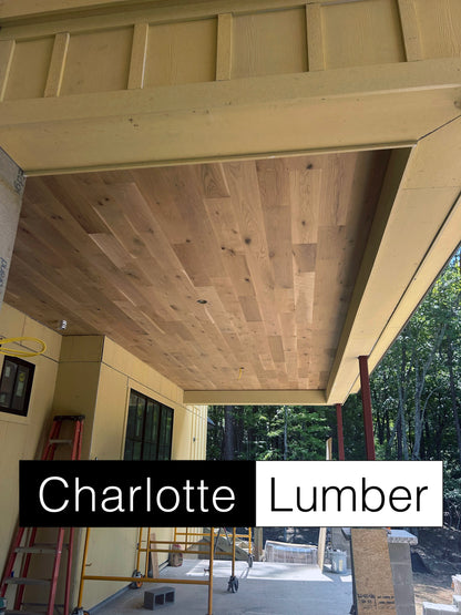 Solid white oak ceiling, character grade, covered porch - Charlotte Lumber