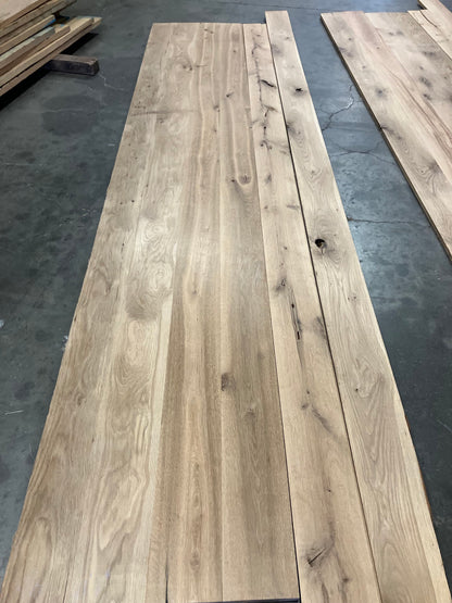 Character grade white oak ceiling boards laid out - Charlotte Lumber