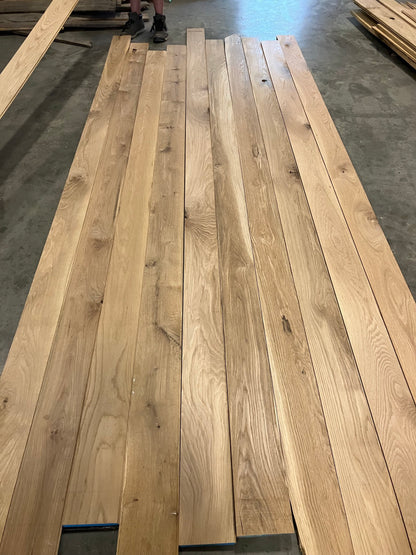 Character grade white oak ceiling boards laid side by side - Charlotte Lumber